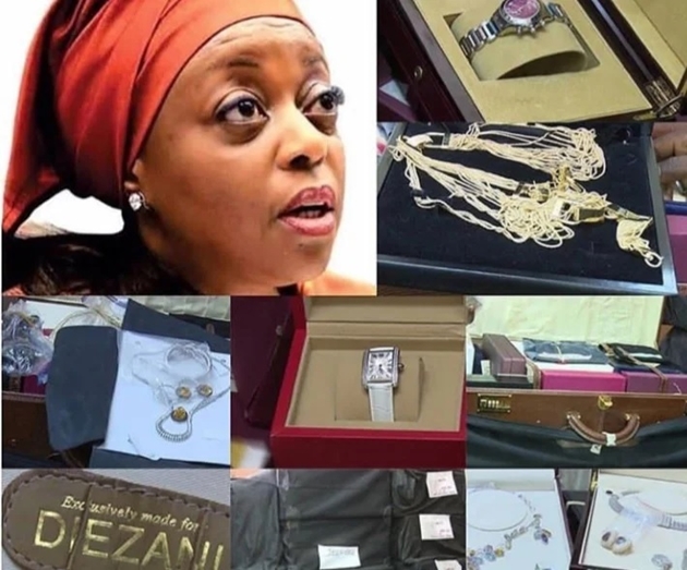 EFCC đã công bố những bức ảnh chụp một số món đồ trang sức, đồng hồ đắt tiền... tịch thu từ cựu Bộ trưởng Dầu mỏ Diezani Alison-Madueke. Ảnh: dailypost