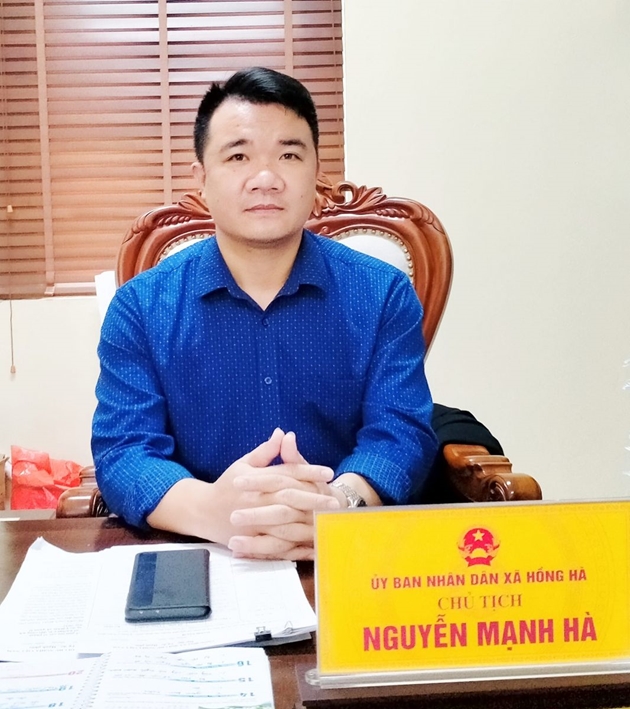 Ông Nguyễn Mạnh Hà, Chủ tịch UBND xã Hồng Hà chậm xử lý dứt điểm công trình vi phạm. Ảnh: IT
