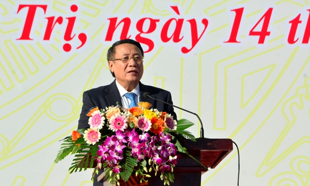 Phó Chủ tịch Thường trực UBND tỉnh Quảng Trị Hà Sỹ Đồng phát biểu tại buổi lễ. Ảnh: Minh Tân